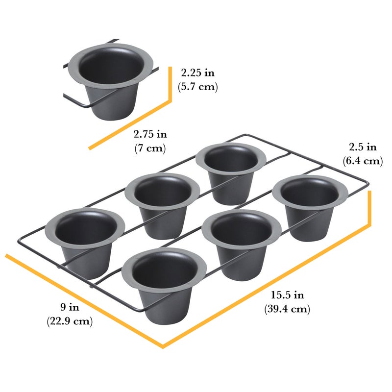 Chicago Metallic 6-Cup Popover Pan, Heavyweight Aluminized Steel with Nonstick Coating, Ideal for Yorkshire Pudding, Muffins, and Popovers - Image 2
